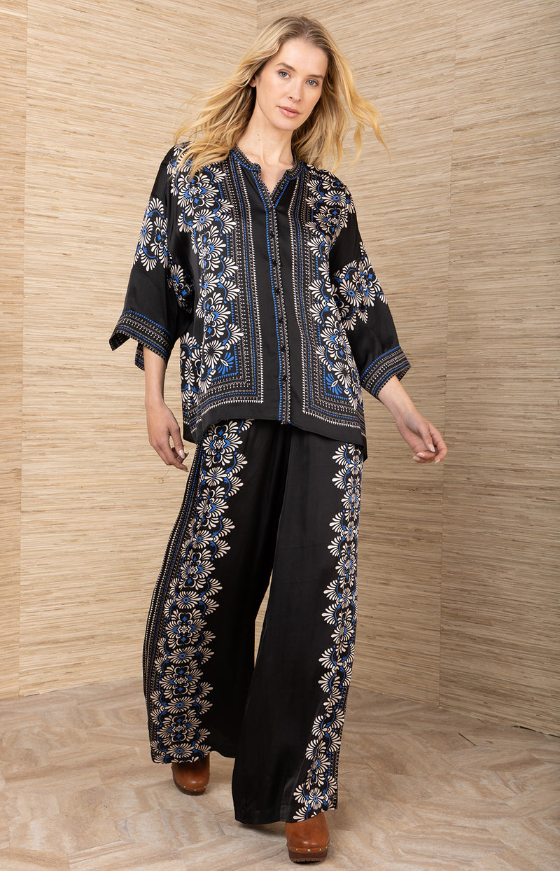 Zaria Charmeuse Top, color-Black