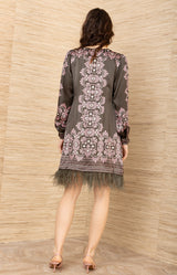 Loretta Charmeuse Dress, color-Olive