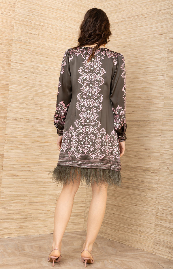 Loretta Charmeuse Dress, color-Olive