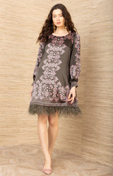 Loretta Charmeuse Dress, color-Olive
