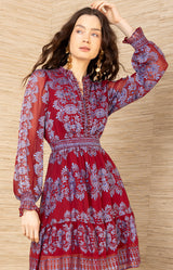 Jaycee Satin Dress, color-Red