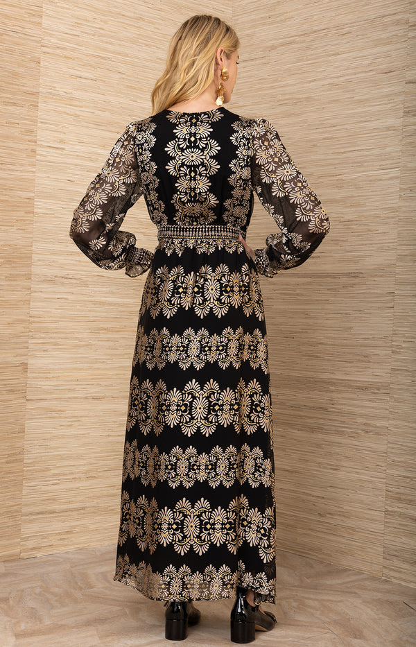 Birdie Satin Maxi Dress, color-Black