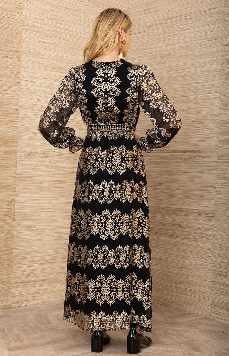Birdie Satin Maxi Dress, color-Black