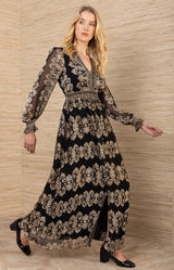 Birdie Satin Maxi Dress, color-Black