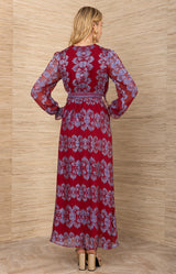 Birdie Satin Maxi Dress, color-Red