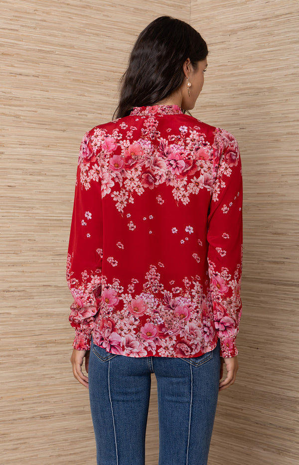 Marlowe Silk Top, color_Red