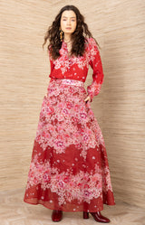 Baylor Organza Skirt, color-Red