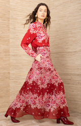 Baylor Organza Skirt, color-Red