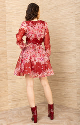 Violetta Organza Dress, color-Red