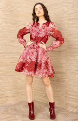 Violetta Organza Dress, color-Red