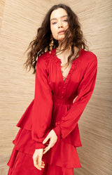 Adalee Charmeuse Dress, color-Red