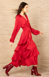 Adalee Charmeuse Dress, color-Red