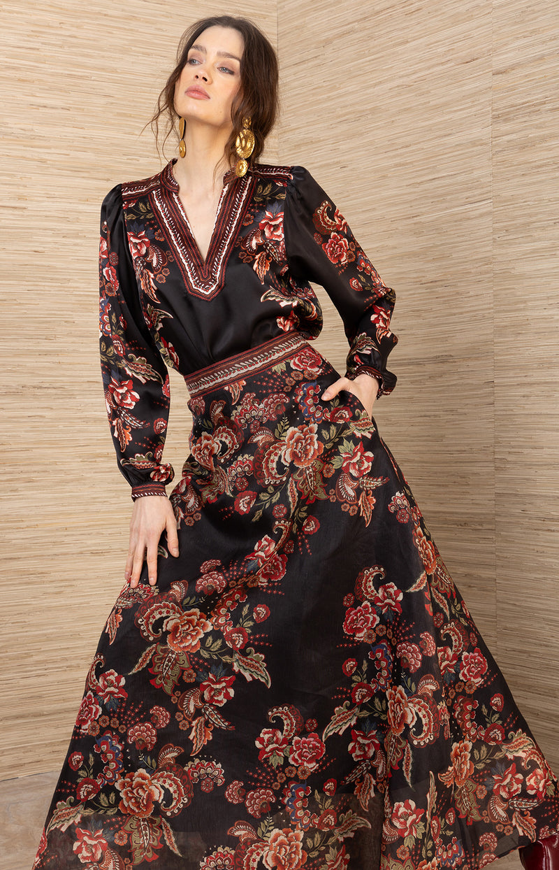 Brylee Silk Top, color-Black