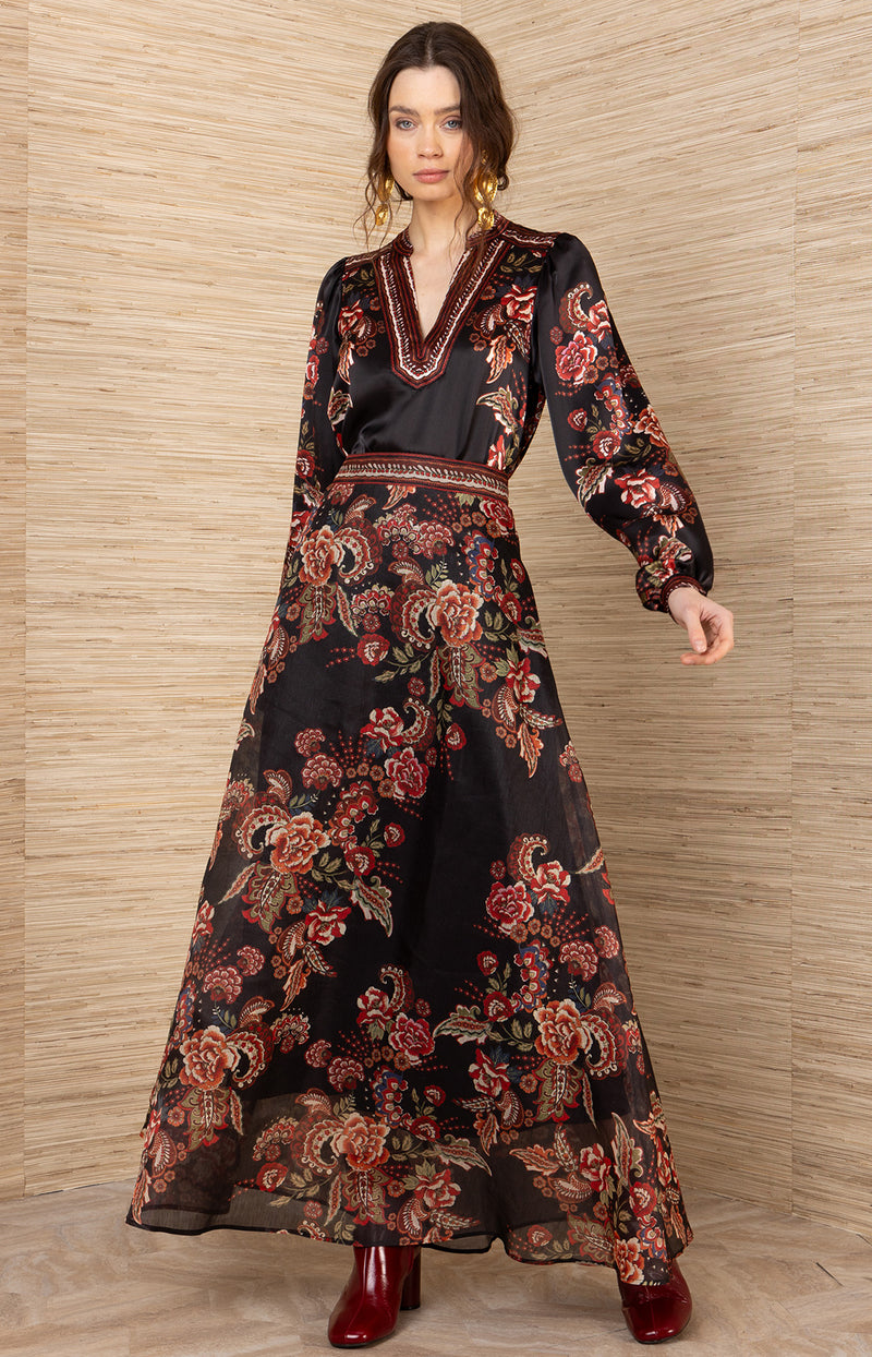 Araceli Organza Skirt, color-Black