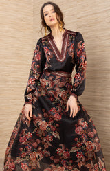 Araceli Organza Skirt, color-Black