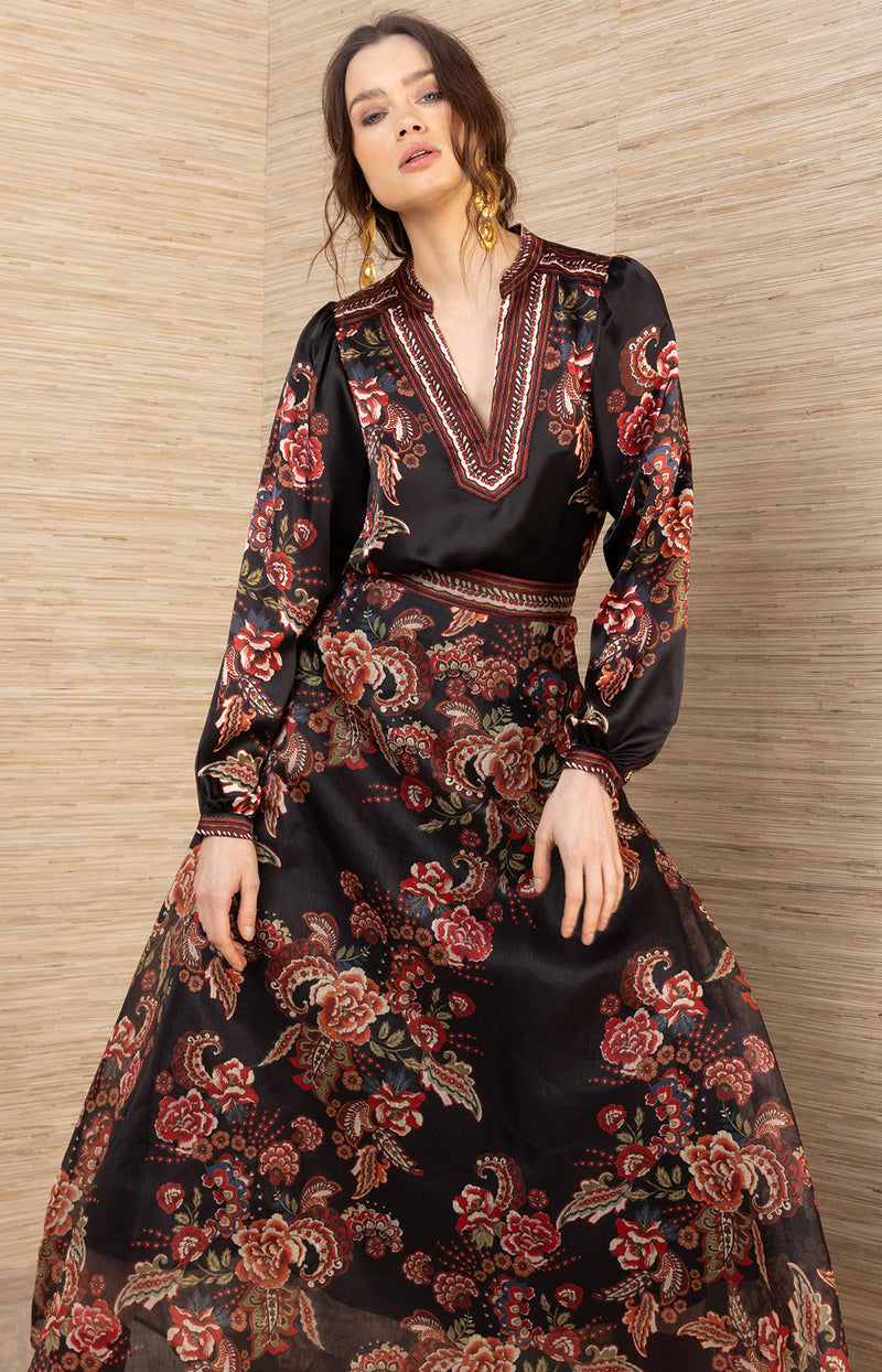 Araceli Organza Skirt, color-Black