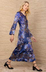 Egypt Charmeuse Dress, color-Navy