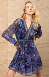 Paityn Chiffon Dress, color-Navy