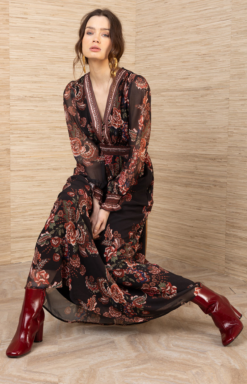 Paityn Chiffon Maxi Dress, color-Black