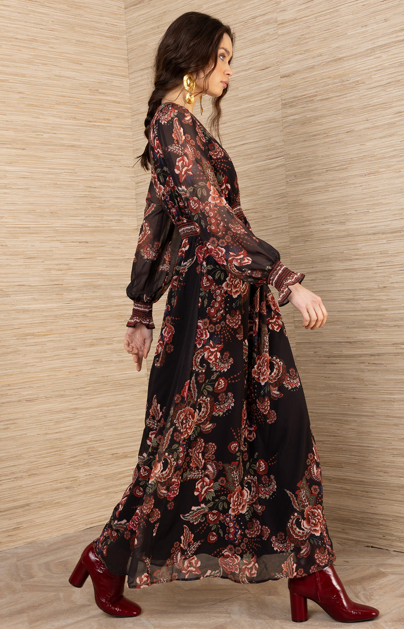 Paityn Chiffon Maxi Dress, color-Black