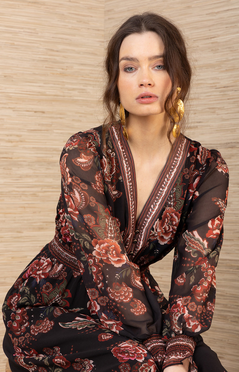 Paityn Chiffon Maxi Dress, color-Black