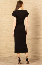 Zainab Midi Beaded Dress, color-Black