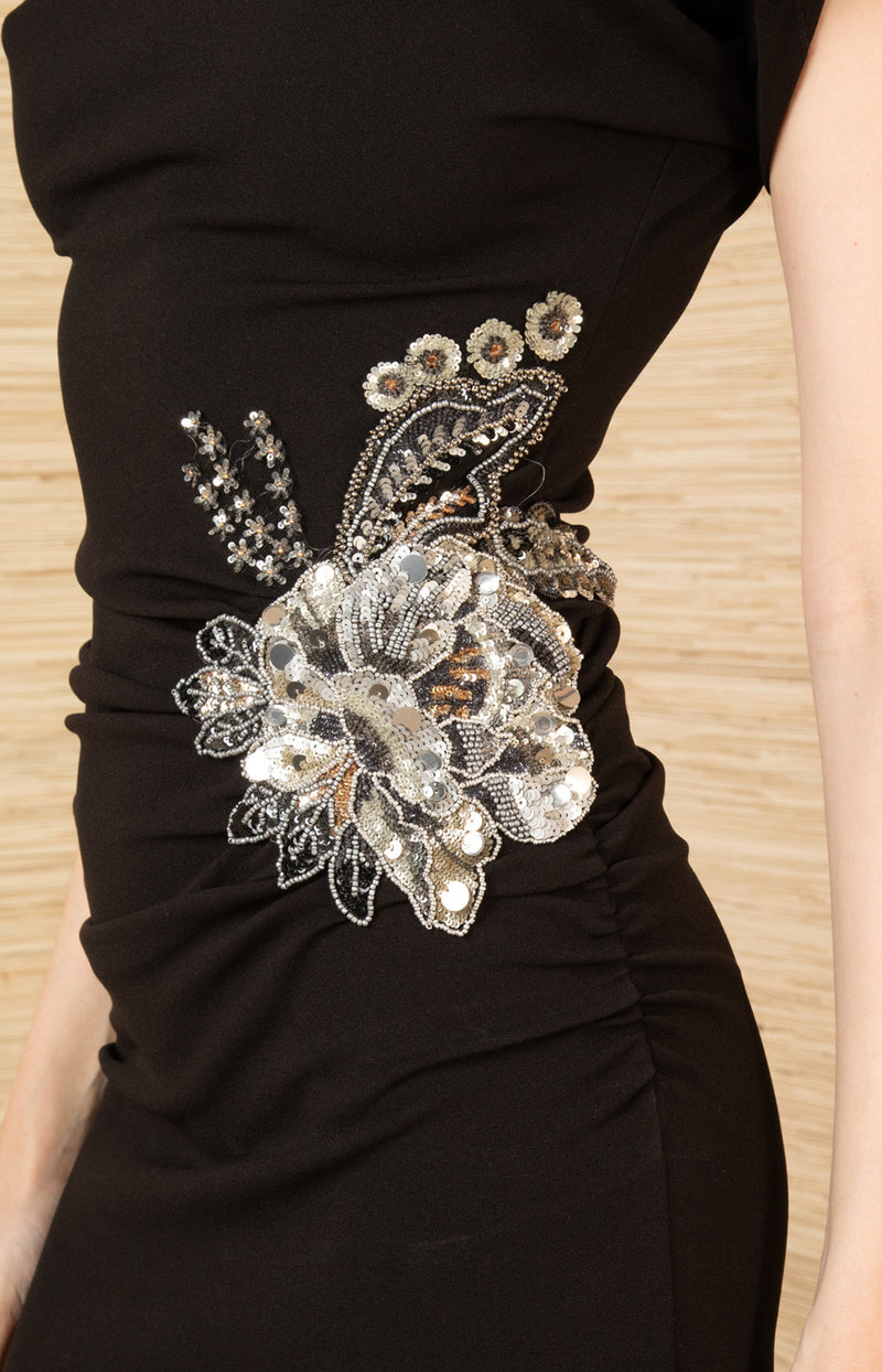 Zainab Midi Beaded Dress, color-Black