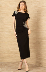 Zainab Midi Beaded Dress, color-Black