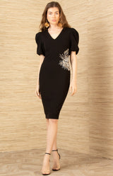 Billie Dress Beaded, color-Black