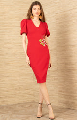 Billie Dress Beaded, color-Red