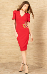 Billie Dress Beaded, color-Red