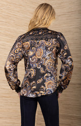 Haylee Silk Top, color-Black