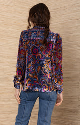 Kaiya Burnout Top, color-Navy