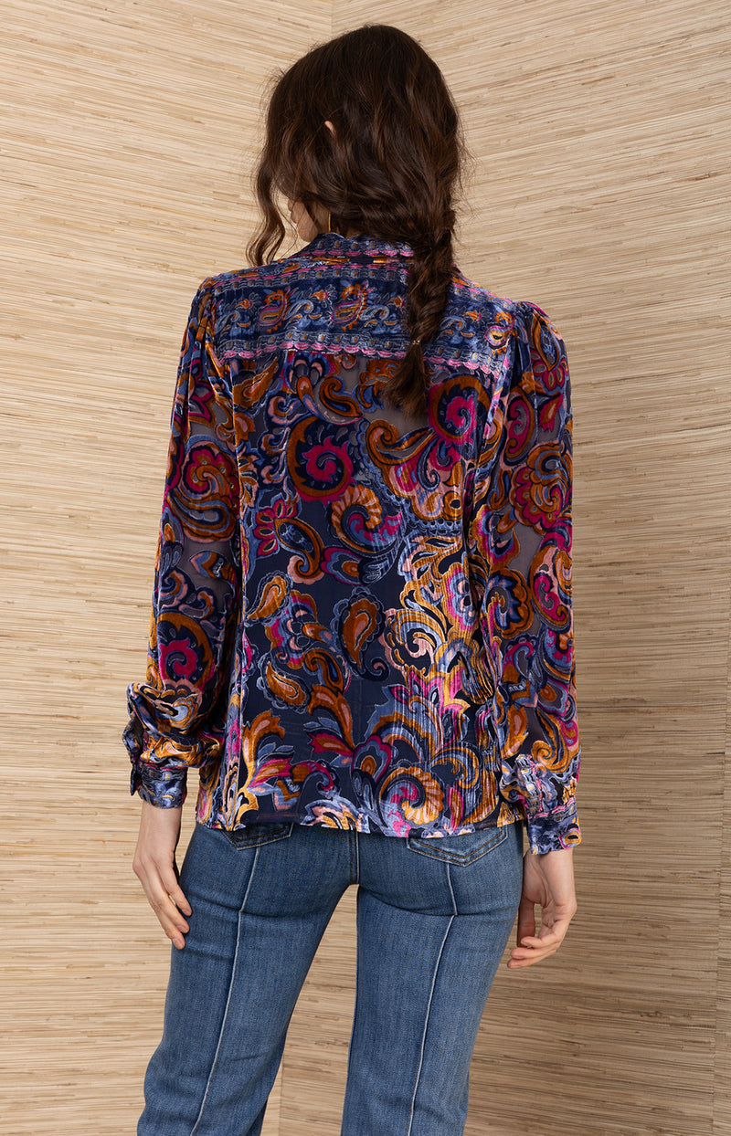 Kaiya Burnout Top, color-Navy