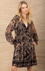 Nancy Silk Dress, color-Black