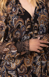 Nancy Silk Dress, color-Black