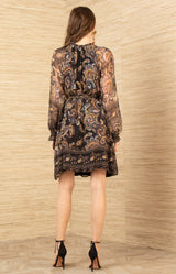 Nancy Silk Dress, color-Black