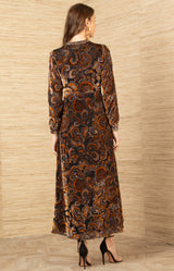 Clarissa Velvet Midi Dress, color- Black