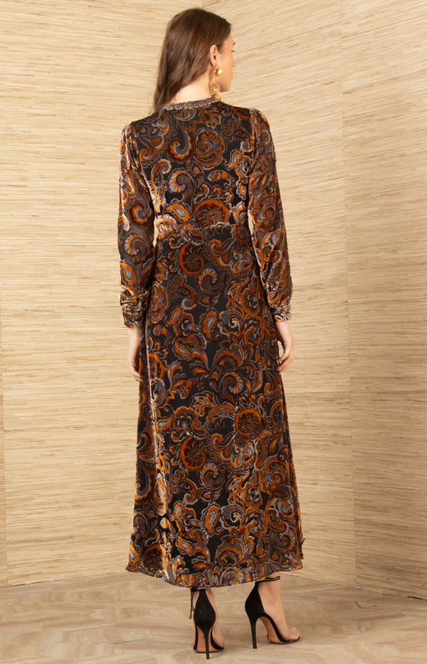 Clarissa Velvet Midi Dress, color- Black