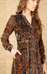 Clarissa Velvet Midi Dress, color- Black