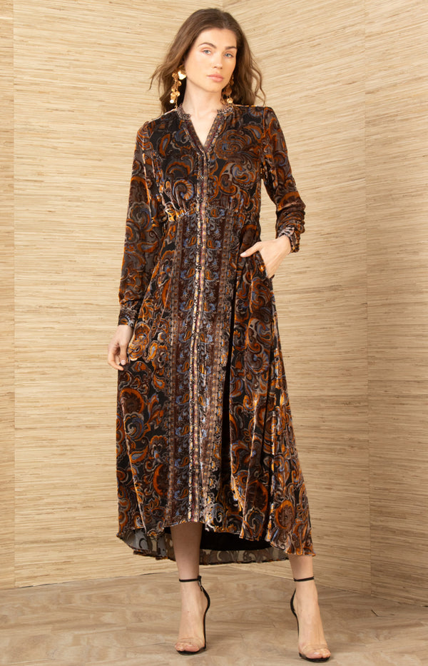 Clarissa Velvet Midi Dress, color- Black