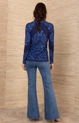 Aubrielle Stretch Top, color-Navy