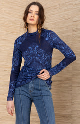 Aubrielle Stretch Top, color-Navy