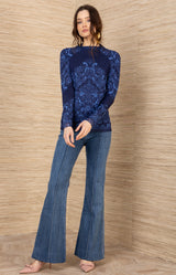 Aubrielle Stretch Top, color-Navy