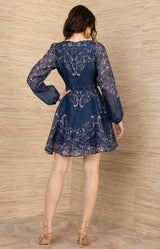 Aspyn Organza Dress, color-Navy