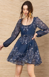 Aspyn Organza Dress, color-Navy