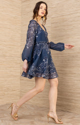 Aspyn Organza Dress, color-Navy