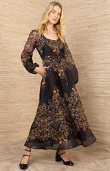 Aspyn Organza Maxi Dress, color-Black