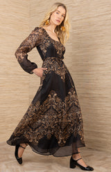 Aspyn Organza Maxi Dress, color-Black