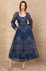 Aspyn Organza Maxi Dress, color-Navy